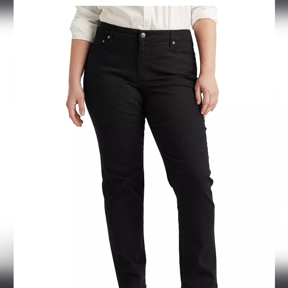 Lauren Ralph Lauren Black Mid-Rise Straight Jean